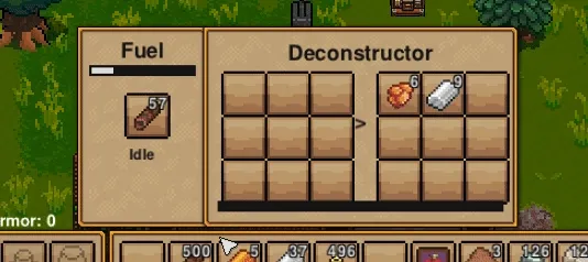 The Deconstructor interface and recovered materials.