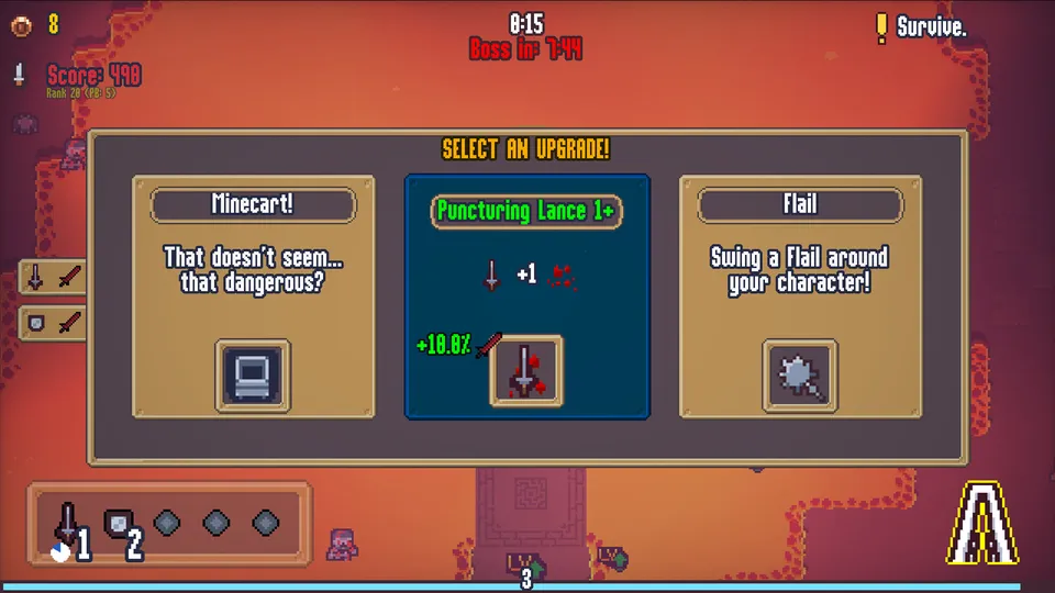 Choose an upgrade during a run.