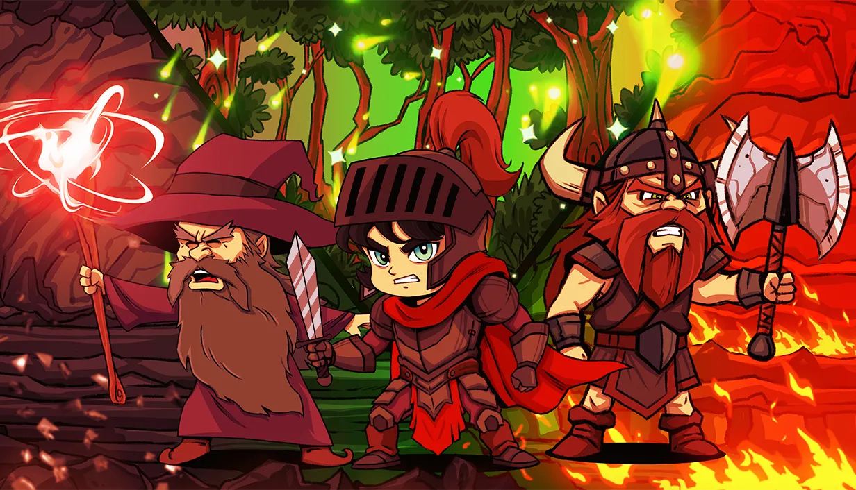 Lone Survivors warrior, mage, and barbarian artwork.